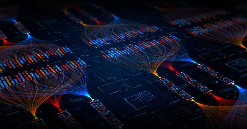 Abstract neural network and data preparation visualization representing AI advisory, machine learning, workflow automation, and Agentic AI solutions .