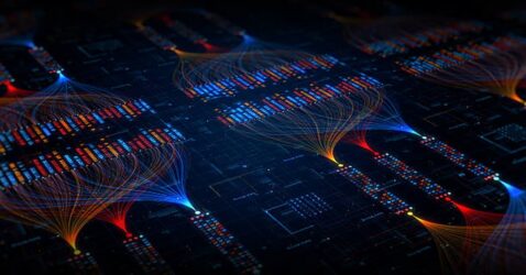 Abstract neural network and data preparation visualization representing AI advisory, machine learning, workflow automation, and Agentic AI solutions .